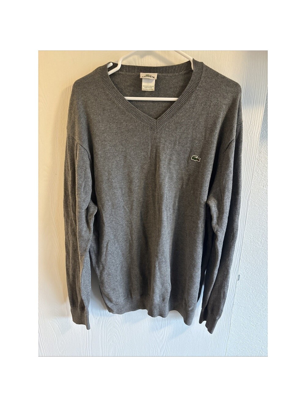 Vintage Lacoste - Gray V-neck Sweater - Size 6